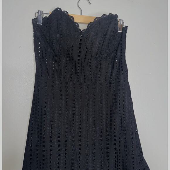 Charo Ruiz Aurora Strapless Midi Dress Eyelet Lace Corset Top Black Size Large - Picture 3 of 9